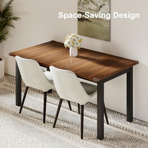 Walnut Extendable Dining Table for Small Spaces - Feonase 63 Modern Farmhouse