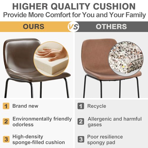 Counter Height Bar Stools Set of 2 with Metal Legs, Hold up to 500 lbs - Brown