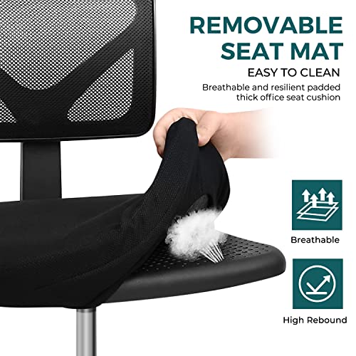 DUMOS Black Ergonomic Mesh Rollable Desk Chair for Small Spaces