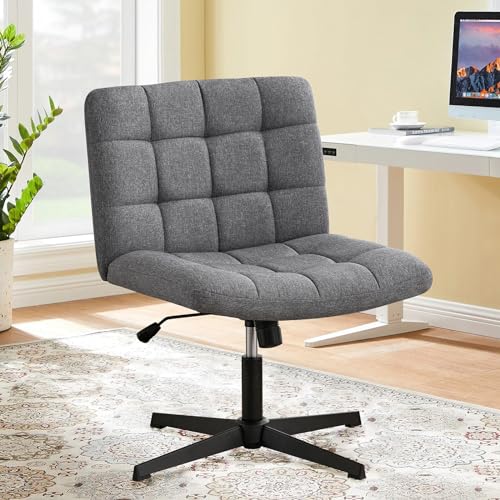 Armless Swivel Desk Chair for Home Office - Dark Gray