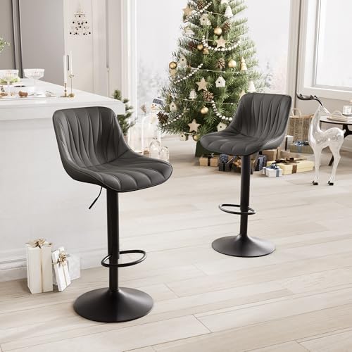 YOUNIKE Black Swivel Bar Stools for Kitchen Island (Set of 2)