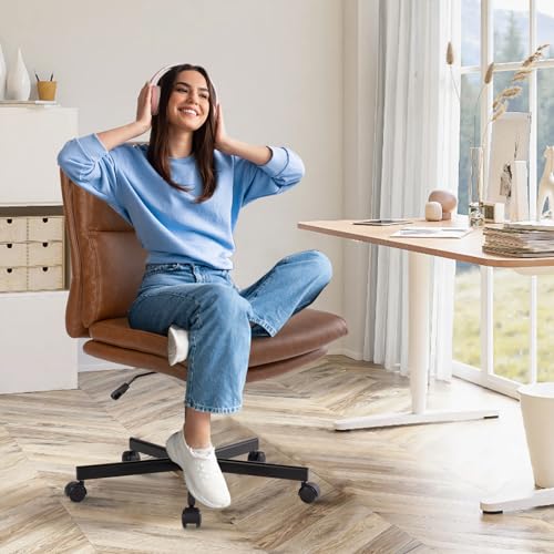 Armless Office Desk Chair with Wheels for Home and Office Use