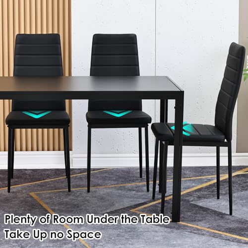 Set of 4 Farini Black PU Leather Dining Chairs for Kitchen