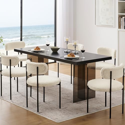 Set of 4 Modern Black and White Upholstered Dining Chairs for Kitchen & Dining Room Decor