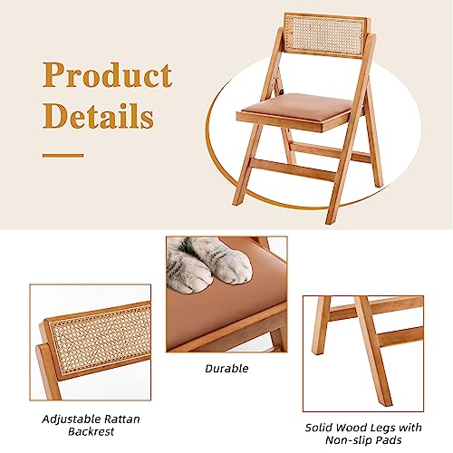 Mid Century Modern Wood Dining and Patio Folding Chairs Set of 2