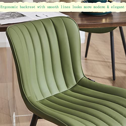 WKGZ INVESTCO Set of 2 Olive Green Mid-Century Modern Armless Dining Chairs