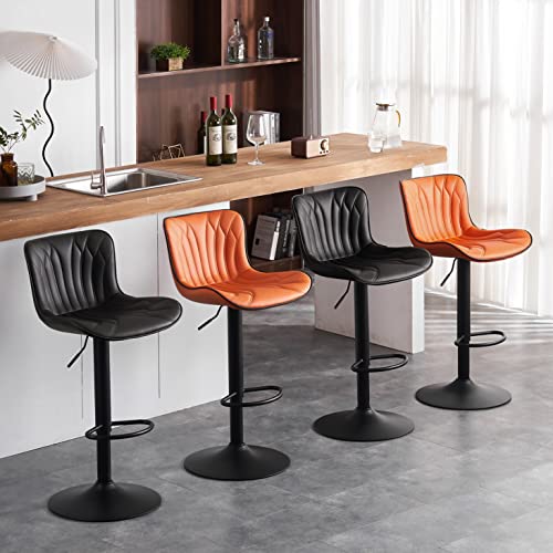 Orange Swivel Counter Stools for Kitchen Island - 24 inch Height