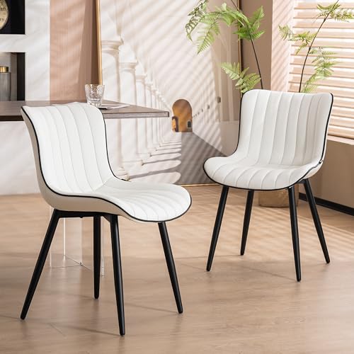 WKGZ INVESTCO White Mid-Century Modern Upholstered Dining Chair Set