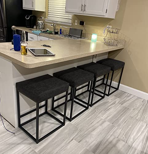 MAISON ARTS Black 24 Backless Bar Stools for Kitchen Island