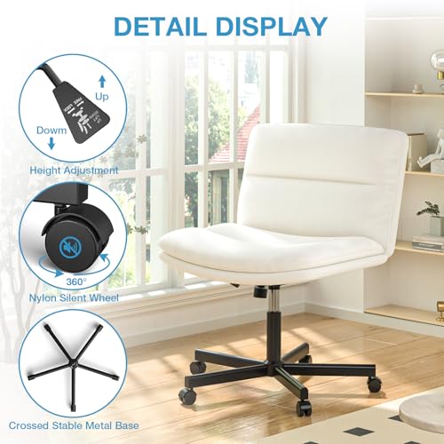 YOMT Armless Ergonomic Office Chair with Adjustable Height and U-Shaped Cushion