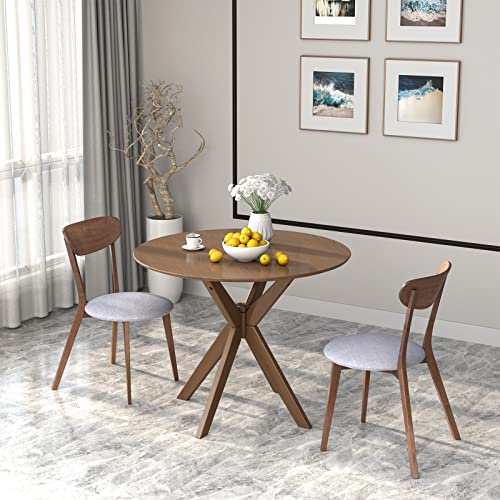 Mid-Century Modern Walnut Dining Chair Set of 2