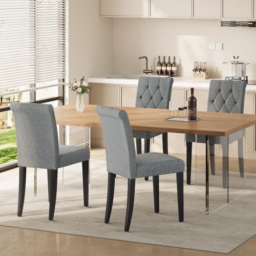 Modern Grey Upholstered Dining Chair Set of 2