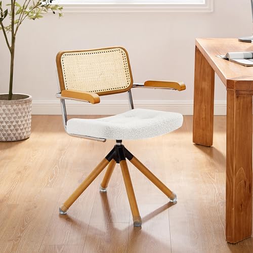 Mid Century Modern Rattan Swivel Desk Chair