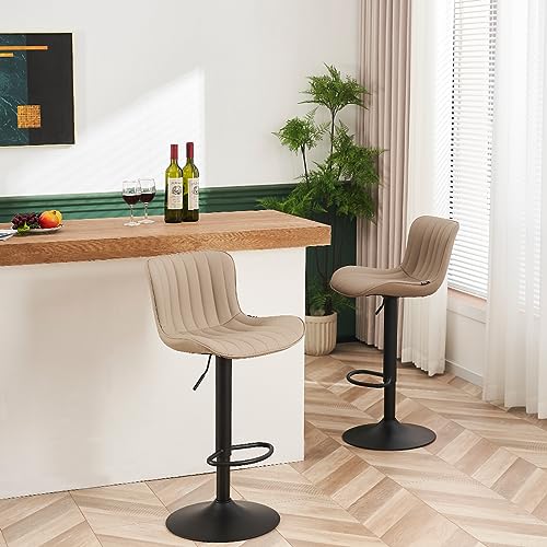Khaki Counter Height Bar Stools for Kitchen Island (Set of 2)