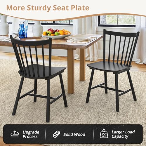 LUE BONA Upgraded Set of 4 Black Windsor Dining Chairs for Kitchen and Dining Room
