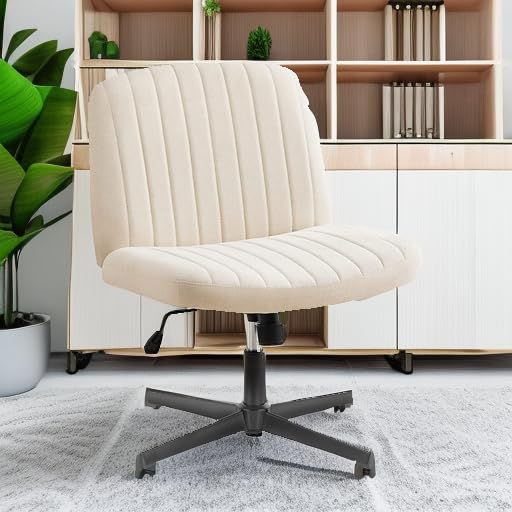 Armless Swivel Fabric Desk Chair for Home Office - OLIXIS