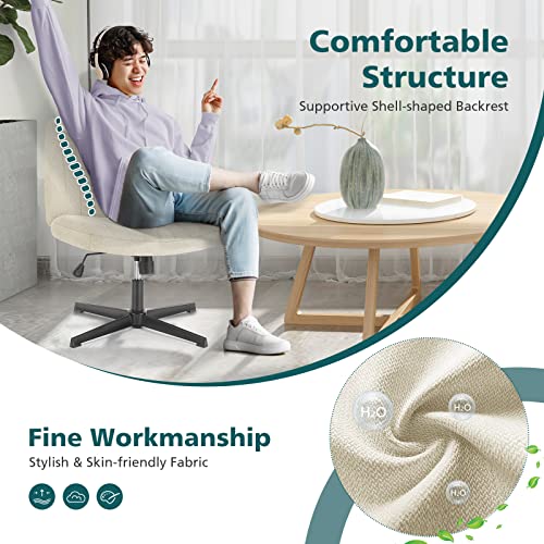 Armless Swivel Fabric Desk Chair for Home Office - OLIXIS