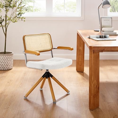 Mid Century Modern Rattan Swivel Desk Chair