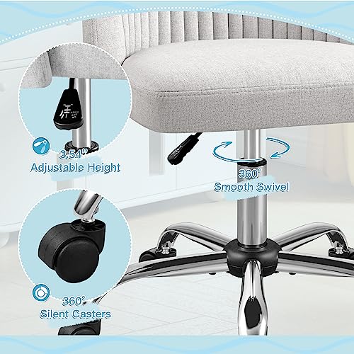 Furniwell Modern Wheelchair Desk Chair, Swivel and Adjustable (Grey)