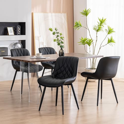 Modern Black Dining Chairs Set of 2 for Kitchen and Dining Room