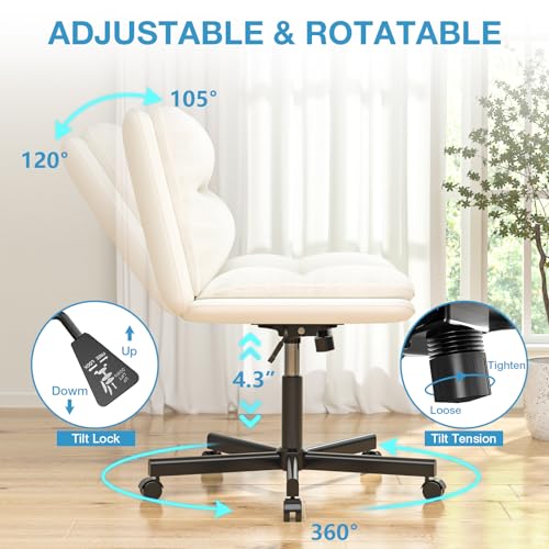 YOMT Armless Ergonomic Office Chair with Adjustable Height and U-Shaped Cushion