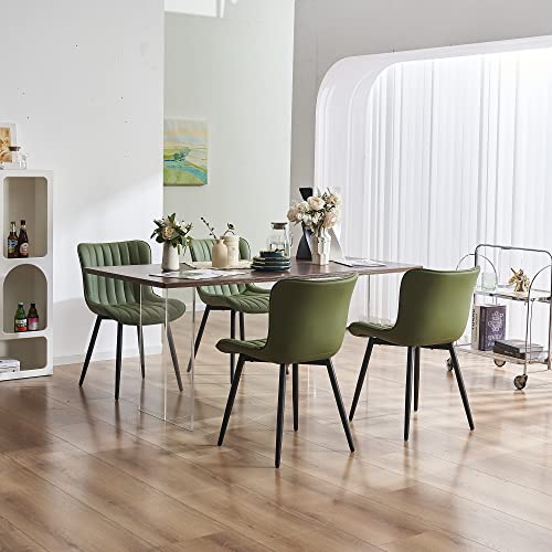 WKGZ INVESTCO Set of 2 Olive Green Mid-Century Modern Armless Dining Chairs
