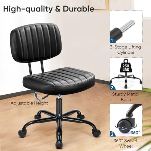 Armless Home Office Desk Chair for Small Spaces