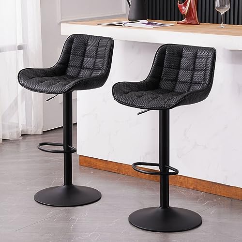 WKGZ INVESTCO Modern Black Adjustable Bar Stools for Kitchen Islands