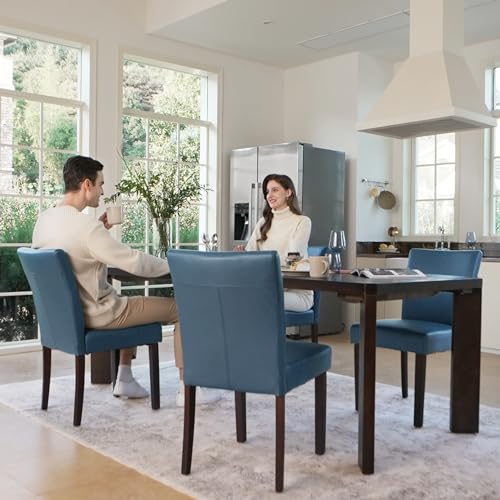Blue Upholstered Armless Dining Chairs, Set of 2 - for Kitchen & Dining Room