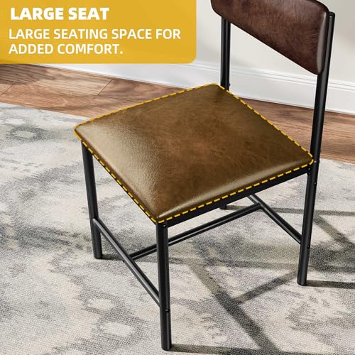 DWVO Brown Upholstered Dining Chairs with Metal Legs for Kitchen and Living Room