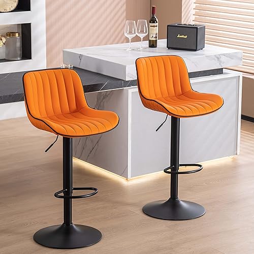 2-piece Orange Counter Height Bar Stool Set for Kitchen Island