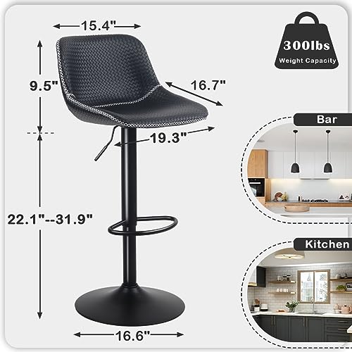 Modern Faux Leather Swivel Bar Stools Set of 2 for Kitchen Islands