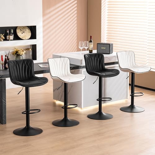 WKGZ INVESTCO 2-Pack Black Adjustable Swivel Bar Stools - Kitchen Island Modern Design