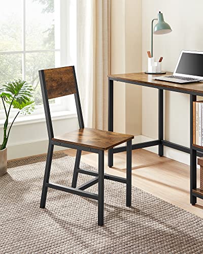 WKGZ INVESTCO Rustic Dining Chair Set of 4 - Easy Assembly, Comfortable Modern Farmhouse Design for Kitchen, Bedroom, Living Room - Rustic Brown and Ink Black