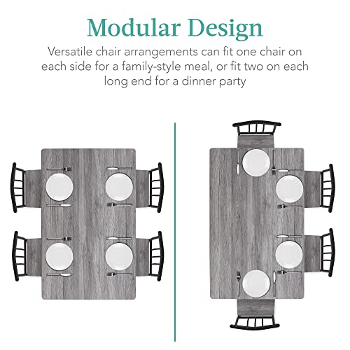 Modern 5-Piece Metal and Wood Dining Table Set for Kitchen - Gray