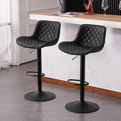 Modern White Adjustable Swivel Counter Height Bar Stools Set of 2 for Kitchen Island Counter