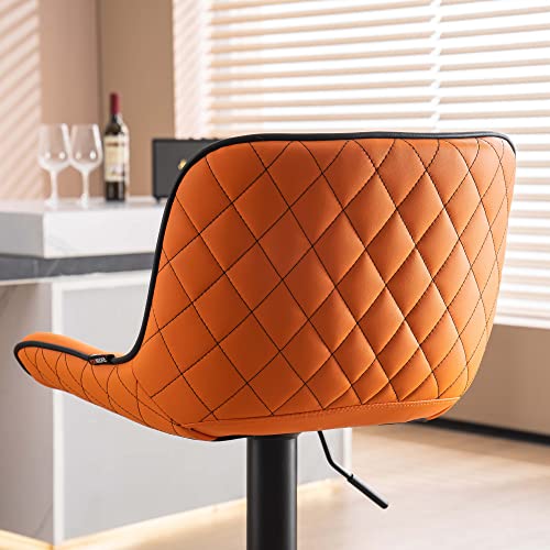 Set of 2 Orange Counter Height Bar Stools for Home Kitchen Island