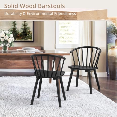 LUE BONA Set of 4 Black Farmhouse Dining Chairs with Semicircular Backrest, 18 Inch