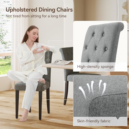 Modern Upholstered Dining Chairs Set of 2 - Grey