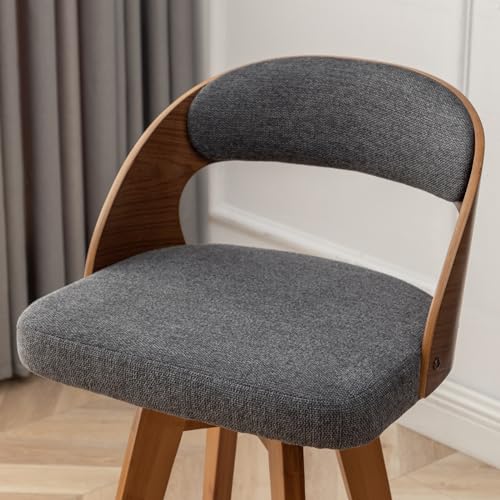 Modern Swivel Barstools with Wood Back & Bamboo Legs (Dark Gray, 26.8")