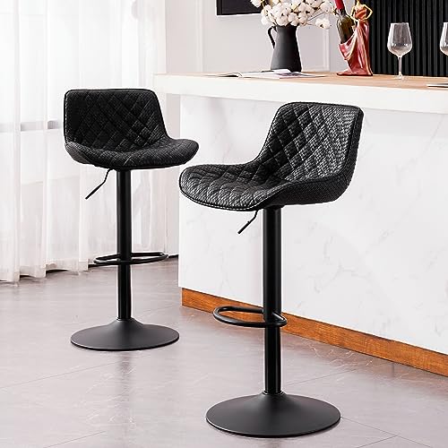 Modern White Adjustable Swivel Counter Height Bar Stools Set of 2 for Kitchen Island Counter