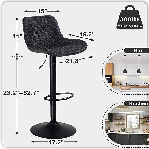 Modern White Adjustable Swivel Counter Height Bar Stools Set of 2 for Kitchen Island Counter