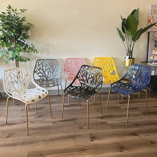 Modern Navy Blue Dining Chair Set with Gold Legs Indoors/Outdoors