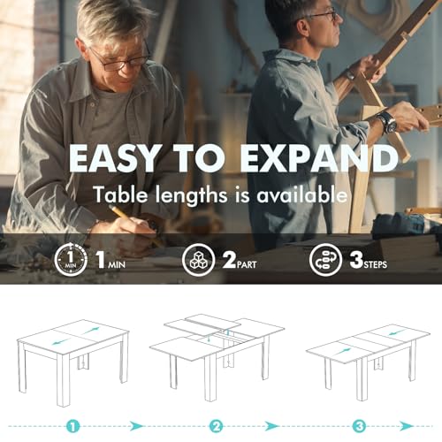 Extendable Wooden Dining Table for 6-10 People