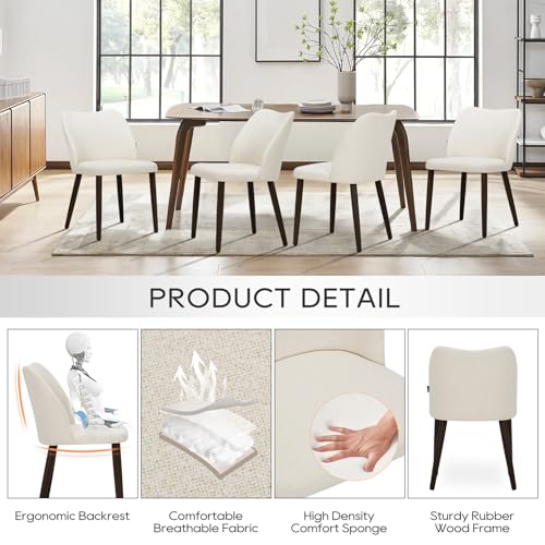 COLAMY Set of 2 Modern Upholstered Dining Chairs with Padded Seat and Wood Legs, Beige
