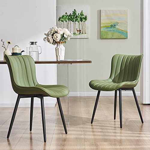 WKGZ INVESTCO Olive Green Mid-Century Modern Armless Dining Chairs Set