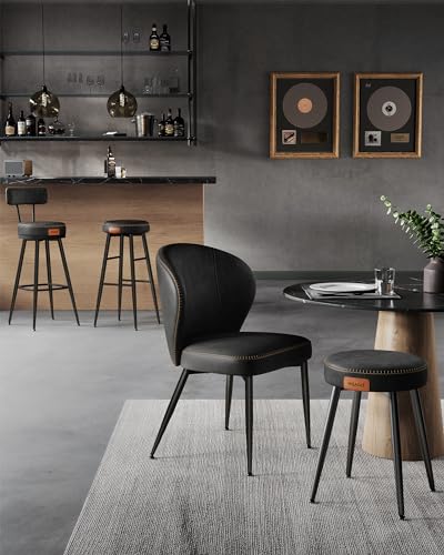 Mid-Century Modern Dining Chairs Set of 4 - Upholstered Kitchen Chairs with Comfortable Seat and Easy Assembly in Ink Black