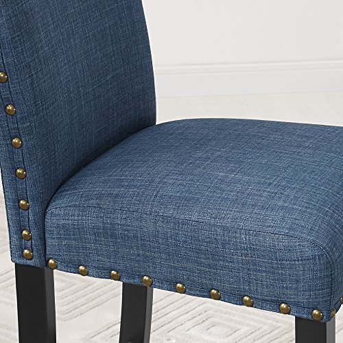 Set of 2 Roundhill Biony Blue Dining Chairs with Nailhead Trim