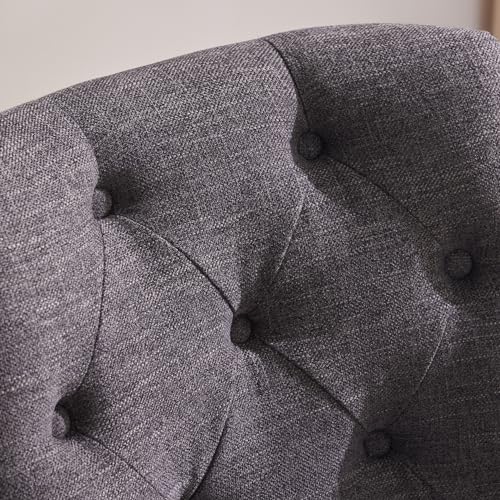 HUIMO Armless Swivel Office Chair with Wooden Legs - Adjustable Height Desk Chair for Home Office (Grey)