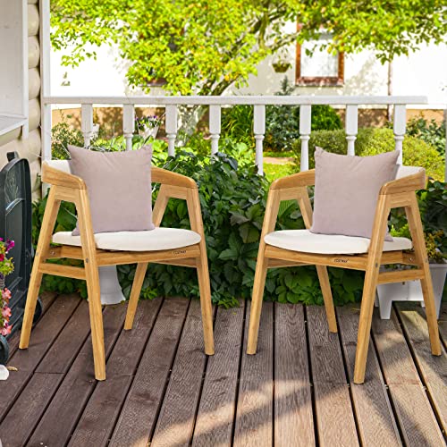 Bamboo Accent Chair with Comfy Cushion for Living Room, Bedroom, Dining Room